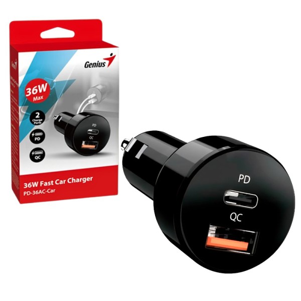 Cargador de Auto Genius 36W / Carga Rapi...