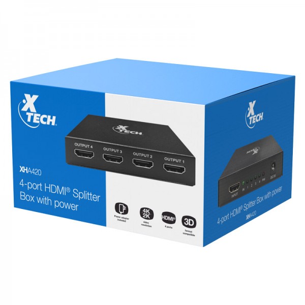 Splitter HDMI Xtech XHA-420 1 Entrada a ...