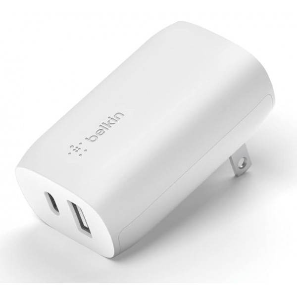 Cargador de Pared Belkin Tipo C y USB BoostCharge con PPS 37W / Fast Charge / WCB007dqWH 