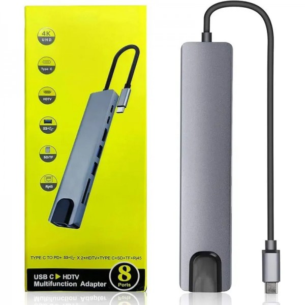Hub USB-C 8 en 1 / 1 HDMI / 2 USB-C / 2 ...