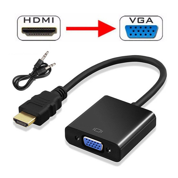 CABLE ADAPTADOR PREMIUM DE HDMI MACHO A VGA HEMBRA CON AUDIO DE ALUMINIO  NETCOM – Compukaed