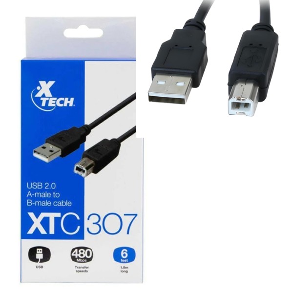 Cable USB para Impresora Xtech 1.8m 6 pi...