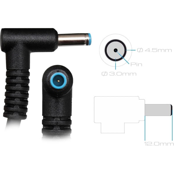 Cargador Original para HP 65W 19.5V 3.33A/ 4.5*3.0 con Adaptador a 4.5*5.0 / H6Y89AA