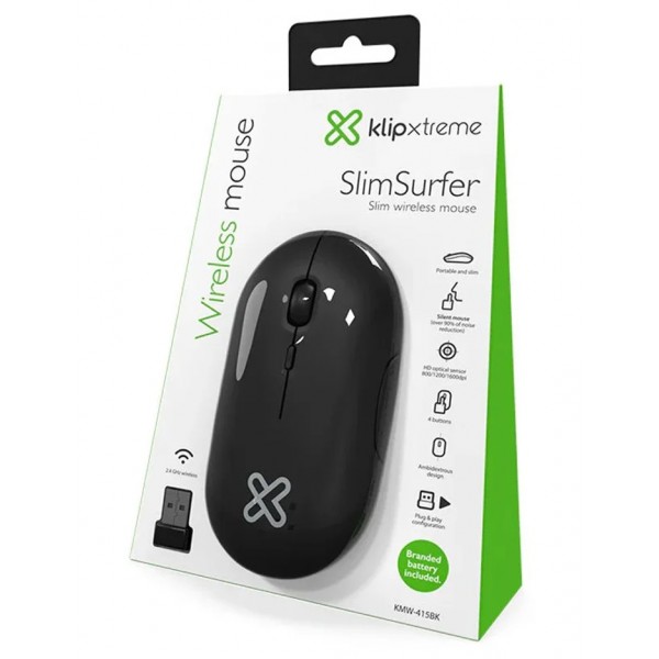 Mouse Optico Inalambrico KlipX KMW-415 Slim Surfer 2.4 Ghz