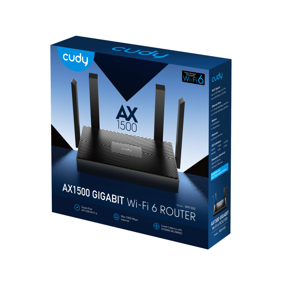 Router Cudy WR1500 Gigabit WI-FI 6 AX1500 / 1201 Mbps (5Ghz) + 300 Mbps ...