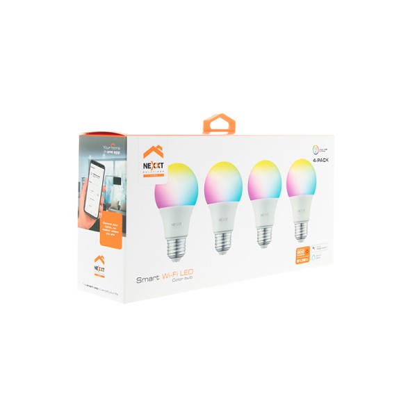Foco LED Inteligente Nexxt NHB-C110 / 4 Pack / Luz RGB + Blanca / 2.4GHz / 9W